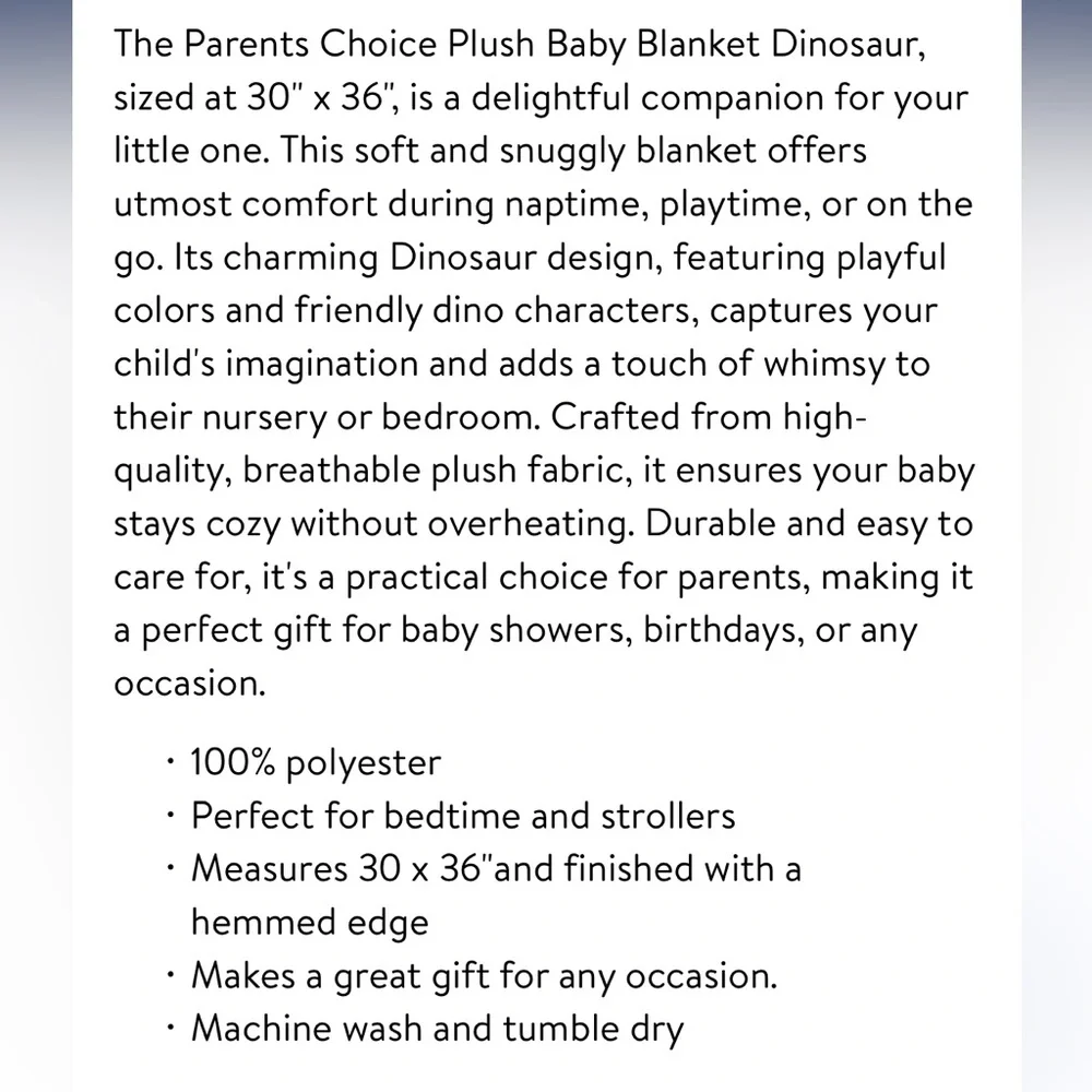 Baby Plush Dinosaur Baby Blanket (30x36in)